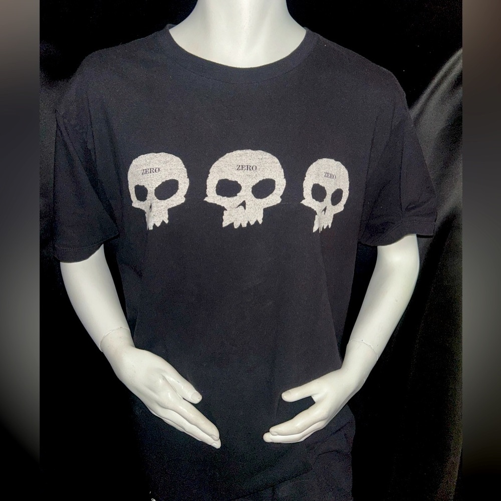 Black Short Sleeve Tee with Skull Graphics